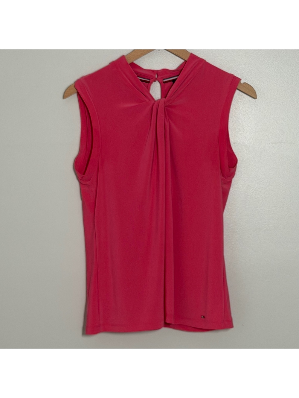 Tommy Hilfiger Pink Twist Neck Sleeveless Blouse Top Medium